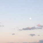 夕方の月と雲